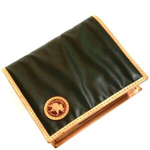 Hunting World Bi-Fold Wallet – Green Canvas w/ Tan Leather Trim, Unisex 4x3.5"